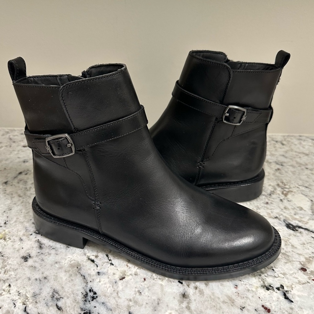 Black Ankle Boots, Leather, Size 8.5 M